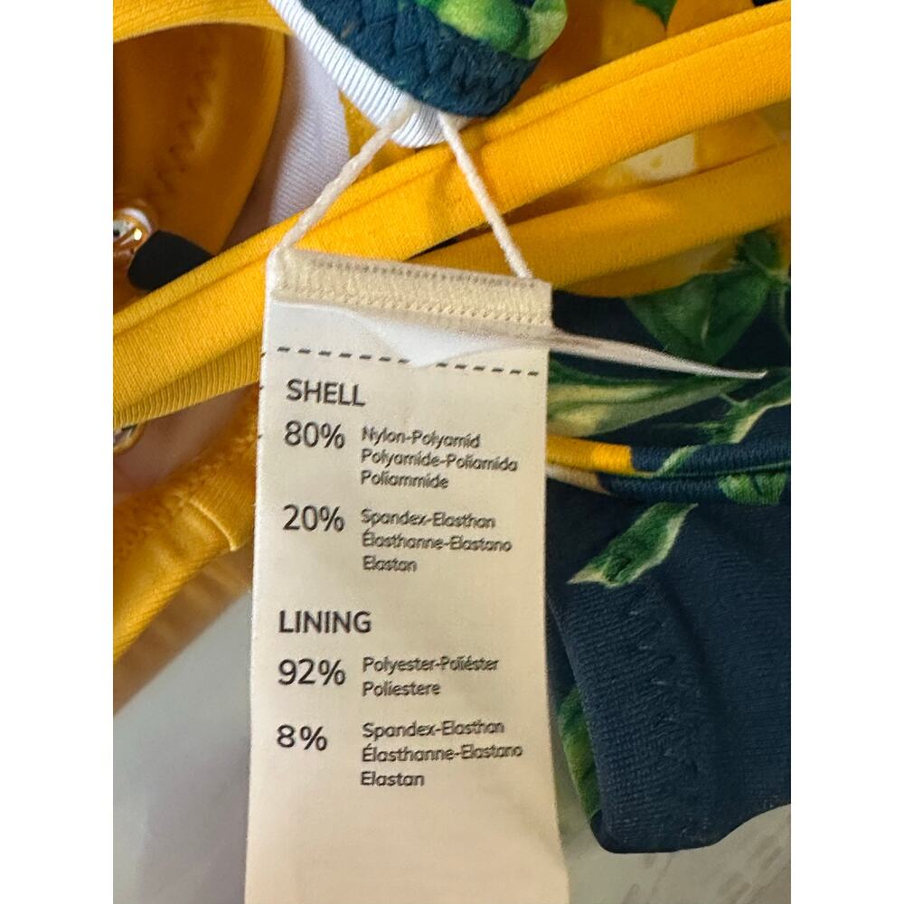Women Cupshe Bikini Swimsuit Yellow Lemon Print Twist Tie Side Size L NWT - Picture 8 of 11